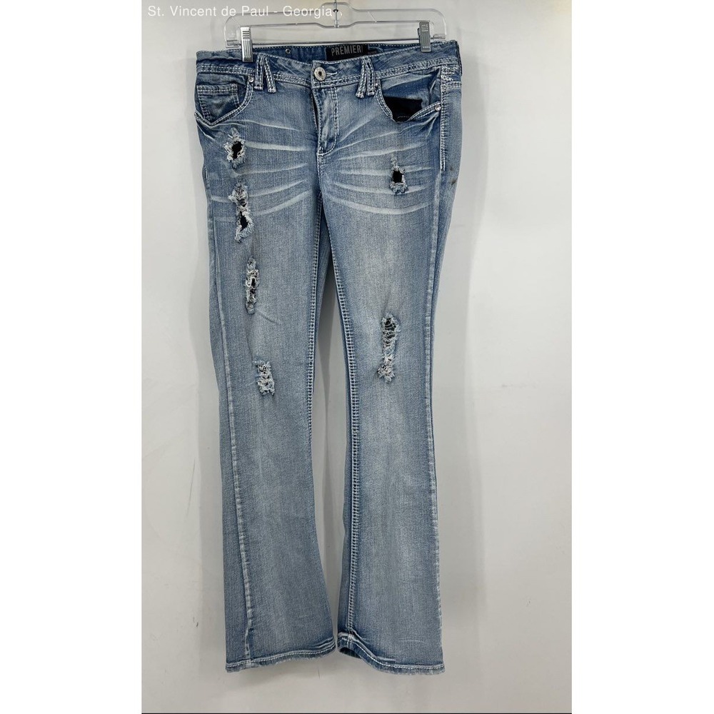 Premier Distressed Denim Jeans Light Wash Women's 9/10R‎ Y2K Grunge